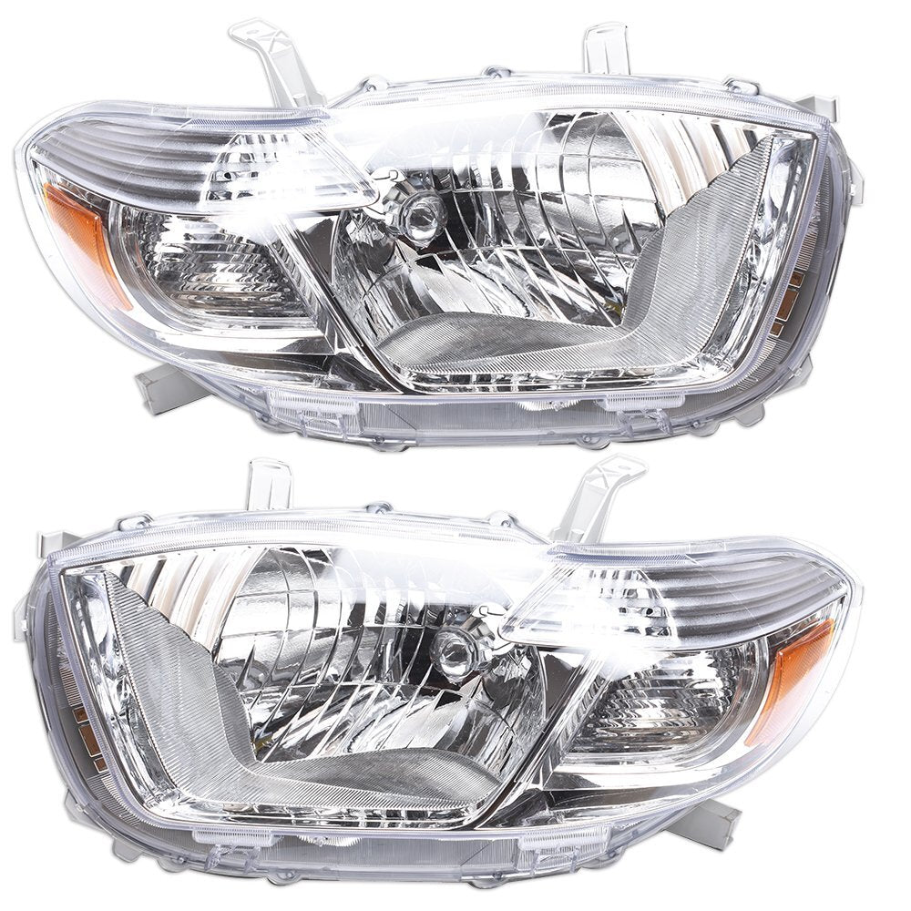 Transparent chrome-plated lens for halogen headlights suitable for Highlander 2008 - 2010 - n