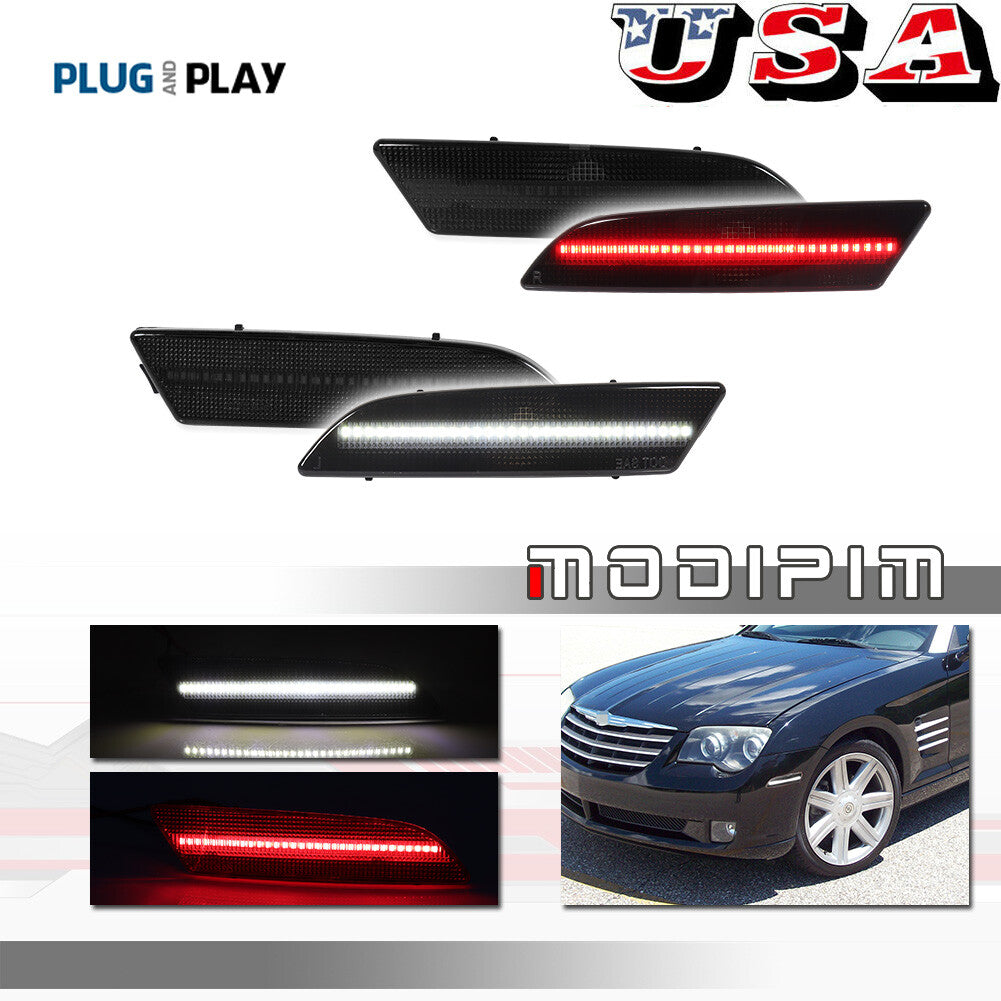 For 04-08 for for CHRysler Crossfire Smoked Lens Side Marker Light LED Kit, White + Red - v