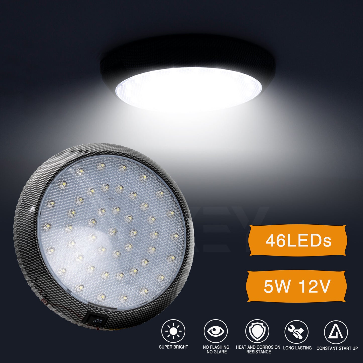 46-LED roof lamp light interior lighting light car car 12V white round DE
