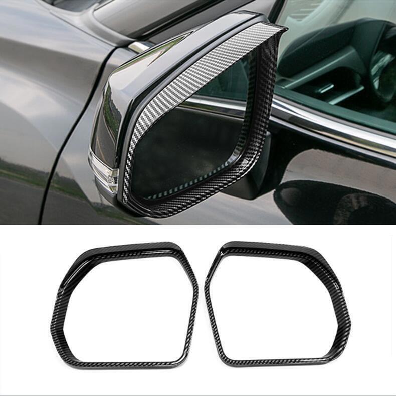 for Toyota Tundra 22-24 2X Carbon Fiber Mirror Rain Eyebrow Frame Cover Trim