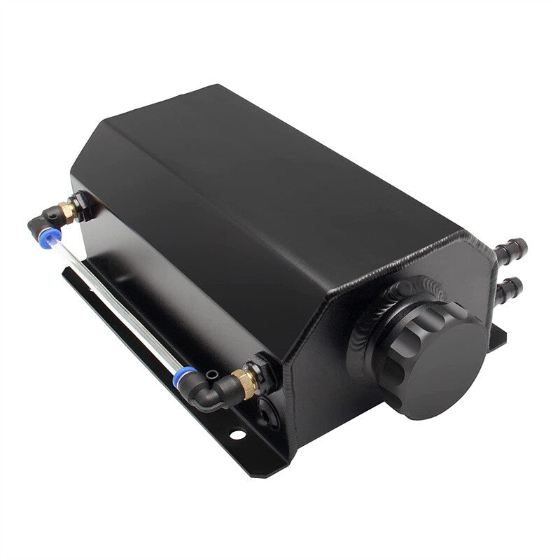Universal 2L Coolant Radiator Overflow Tank Reservoir Expansion Black Aluminum