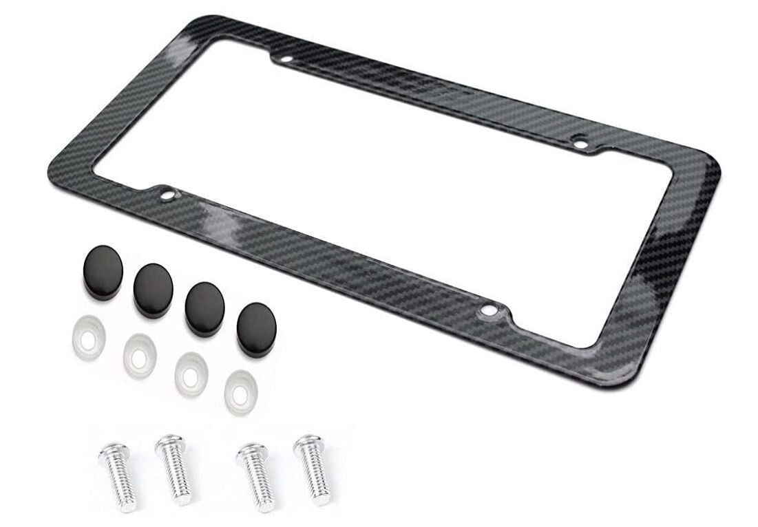 Car License Plate Frame Cover Hood Cap Rear Boot Slim Black Carbon for Ram - v