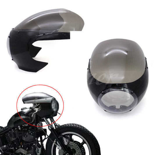 5 3/4 Black Headlight Fairing Windshield Vintage Drag Racing Viper Cafe Racer Q