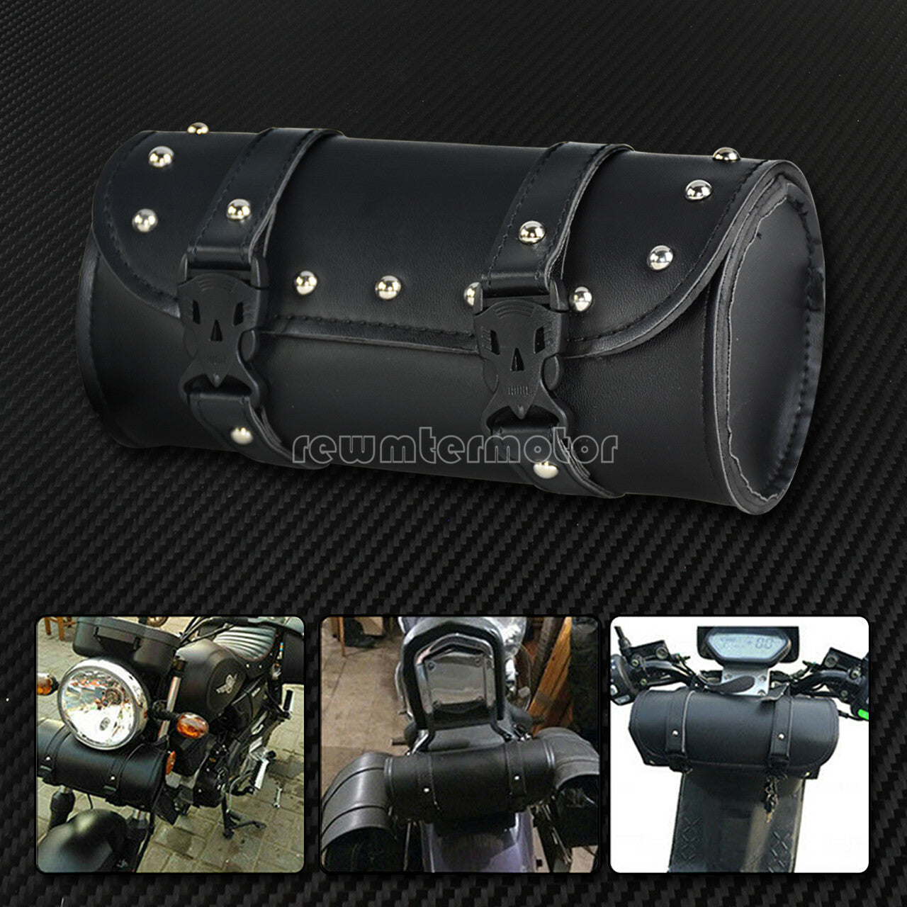 Motorcycle Handlebar Sissy Bar Bag Saddlebag Fork Roll Barrel Bag Fit for Harley