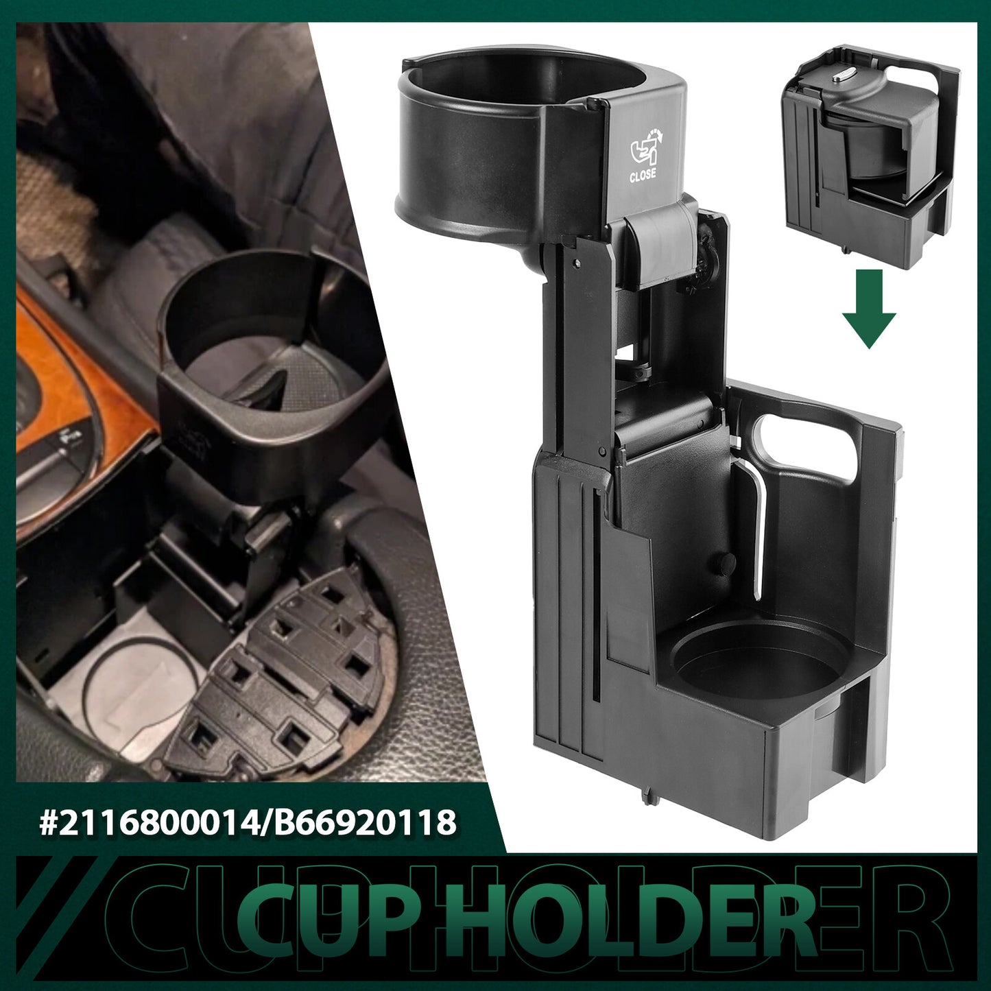 Front Retractable Cup Holder for Mercedes Benz W211 E320 E350 E500 2116800014 AU Q