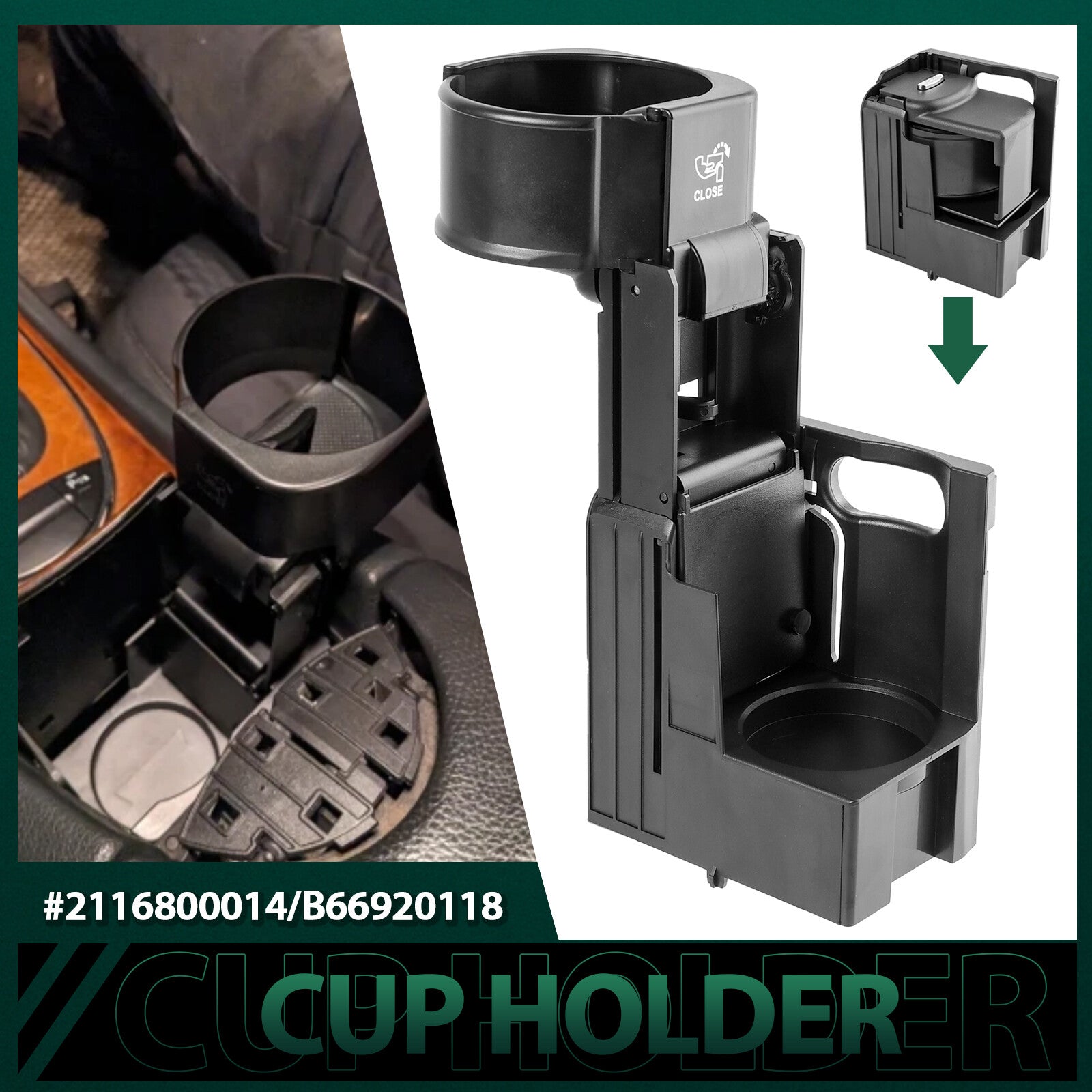 Front Retractable Cup Holder for Mercedes Benz W211 E320 E350 E500 2116800014 AU Q