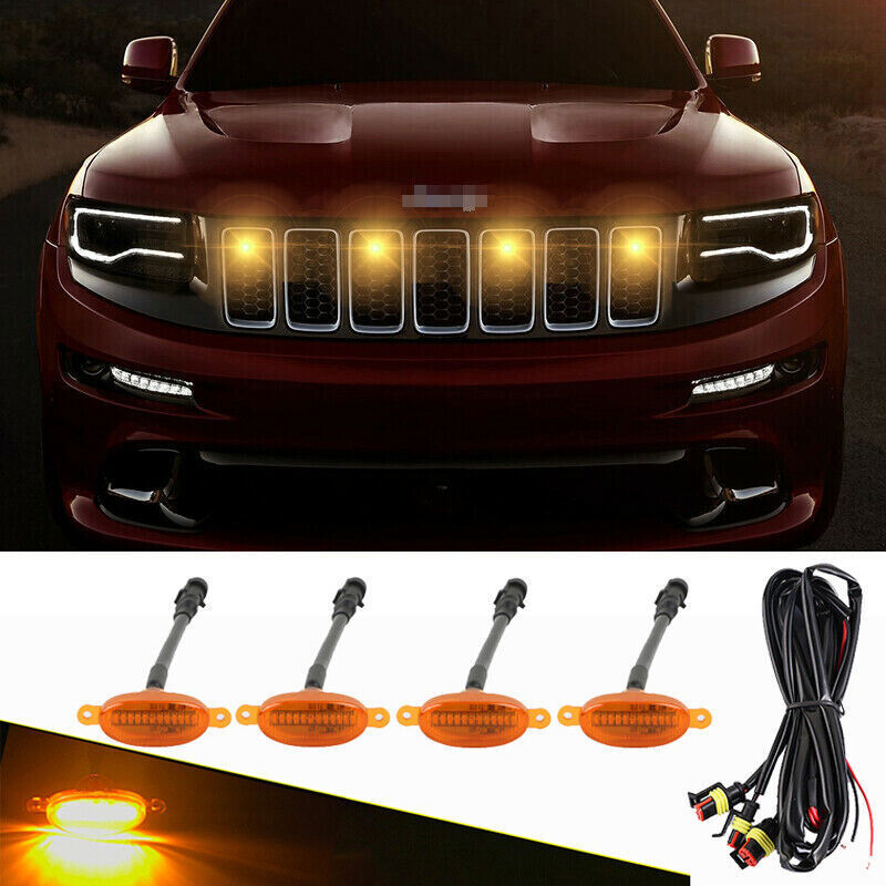 For Grand Cherokee 2017-24 yellow Style Front Grill LED Marker Light Kit