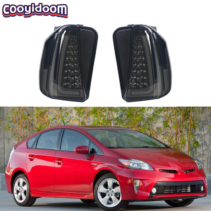 One pair of smoked LED DRL fog lights with turn signals suitable for Toyota Prius 30 series 2012-2014.