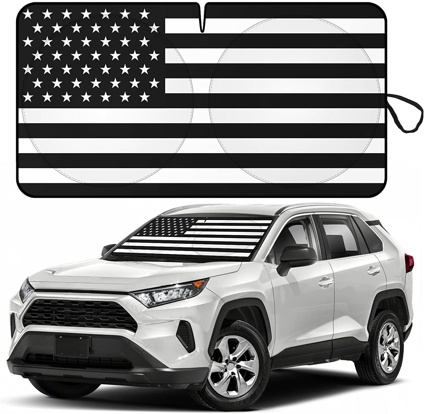 Suitable for SUV windshield sunshade with American flag design - n
