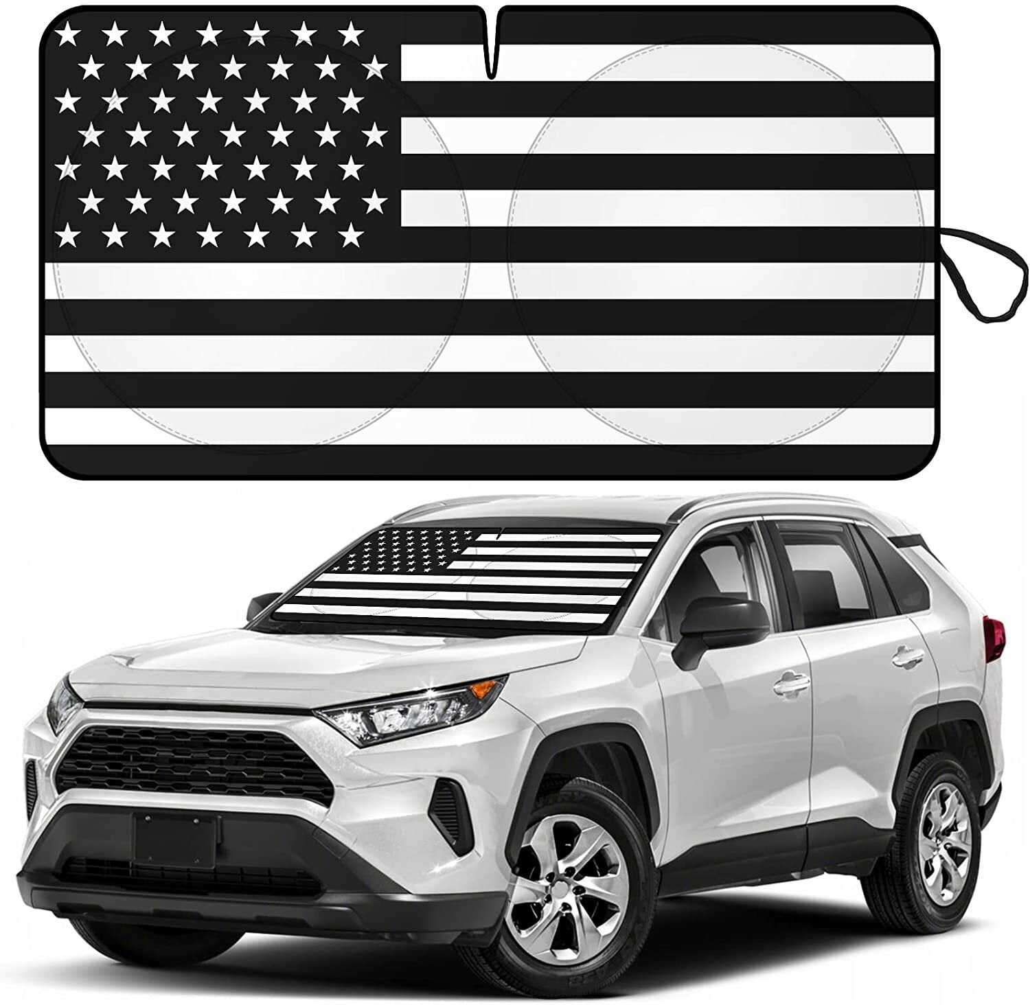 Suitable for SUV windshield sunshade with American flag design - n