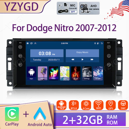 for Dodge Nitro 2007-2012 7 Car Radio Apple CarPlay Android Auto GPS WiFi GPS