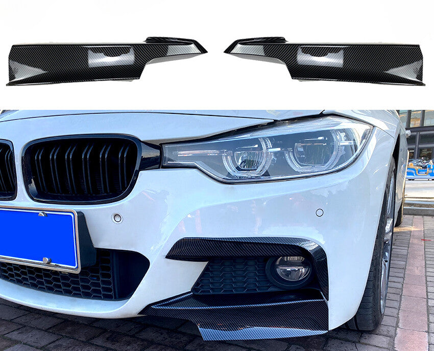 For 12-18 3- F30 MSport ABS Carbon Look Front Bumper Corner Splitter n