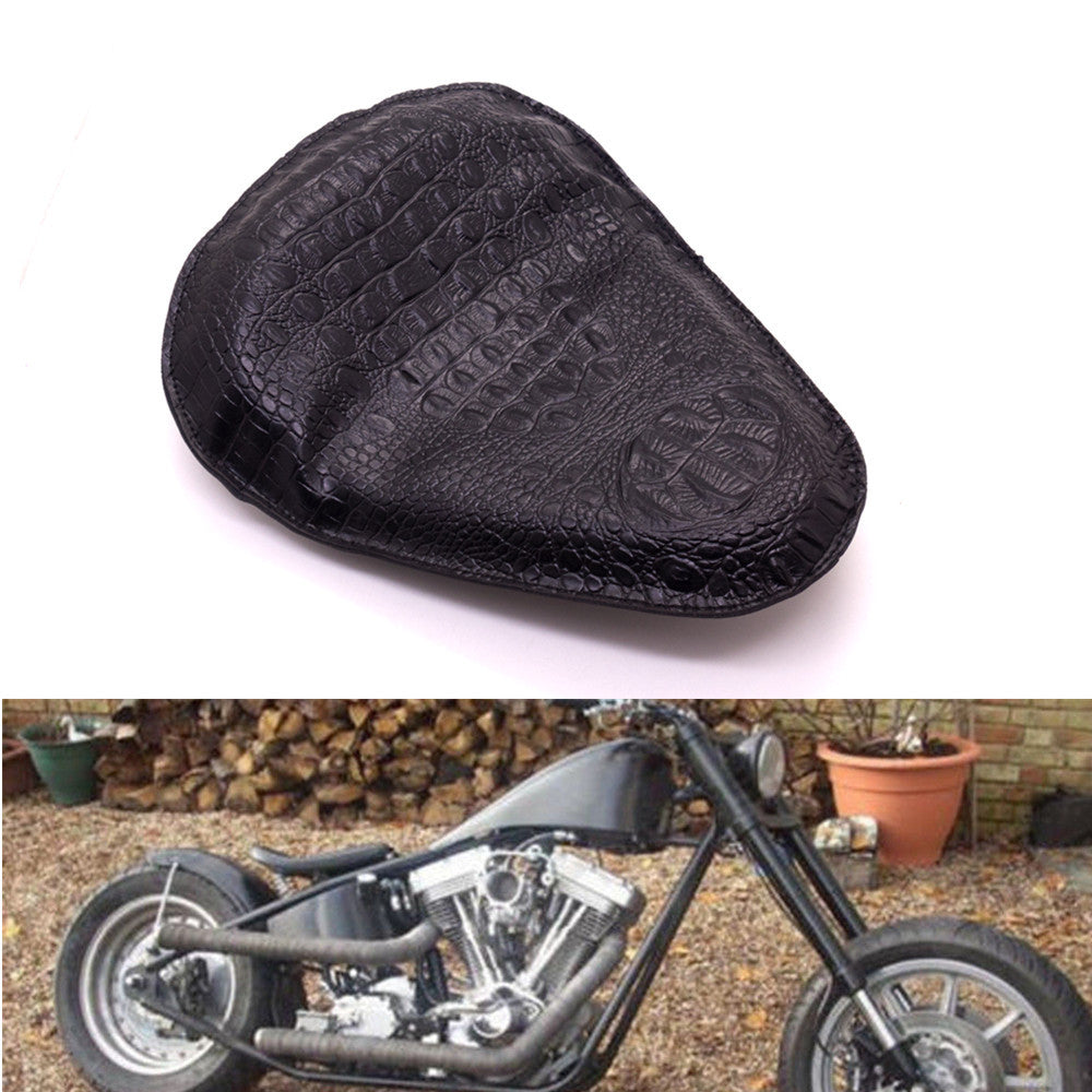 Black Crocodile PU Leather Style Solo for Seat for Harley for Honda for Yamaha for Suzuki Custom Q