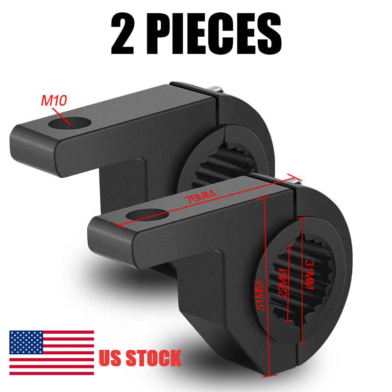 2X Motorcycle 22-31mm Headlight Fog Spot Light Bracket Mount Fork Clamp Holder