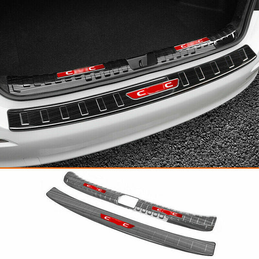 2x for Honda for Civic 2022-23 Black Steel Rear Door Protector Sill Plate Cover trim