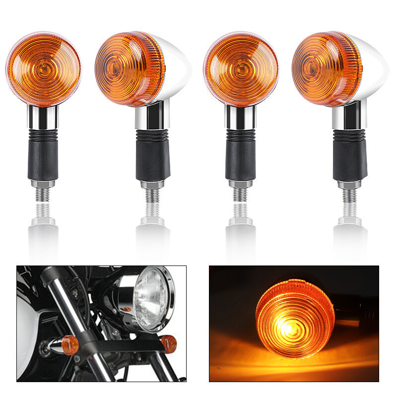 4pcs Motorcycle Bullet Brake Blinker Turn Signal Light Chrome Lamp Universal