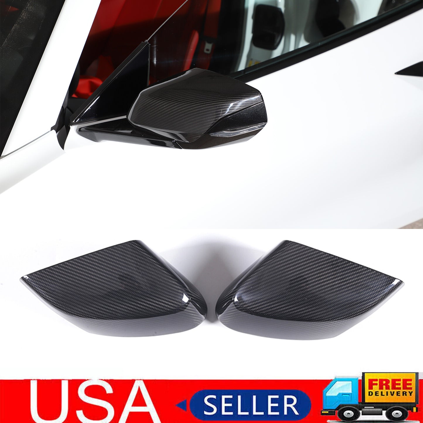 Carbon fiber side mirror caps for Corvette C8 Z51 Z06 2020-2024