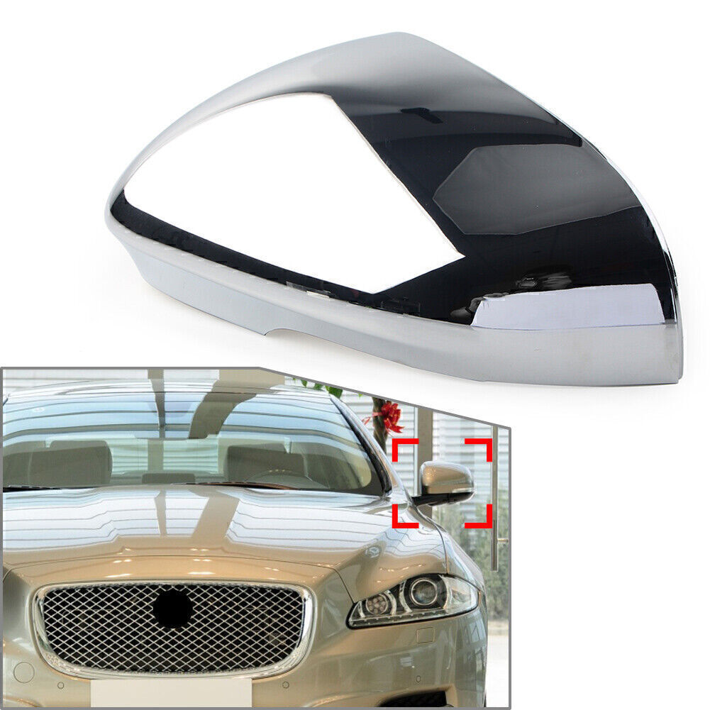 1x Left Side View Mirror Cover Cap Chrome Fit for Jaguar XF XFR XFR-S XJ XE XKR-S Q