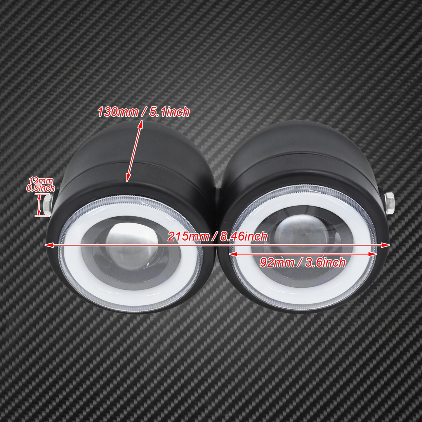 Universal Twin Headlight Motorcycle Double Dual Lamp White DRL Low High Beam
