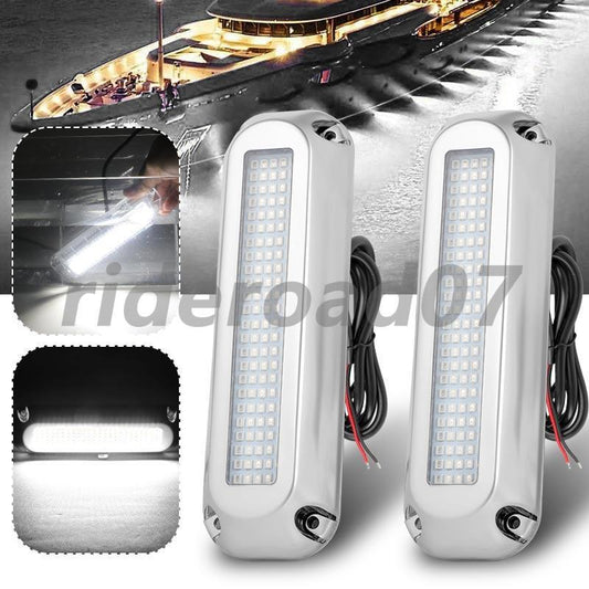 2pcs Oval Stop Turn Tail Brake Lights White for RV Trailer Truck Car Waterproof