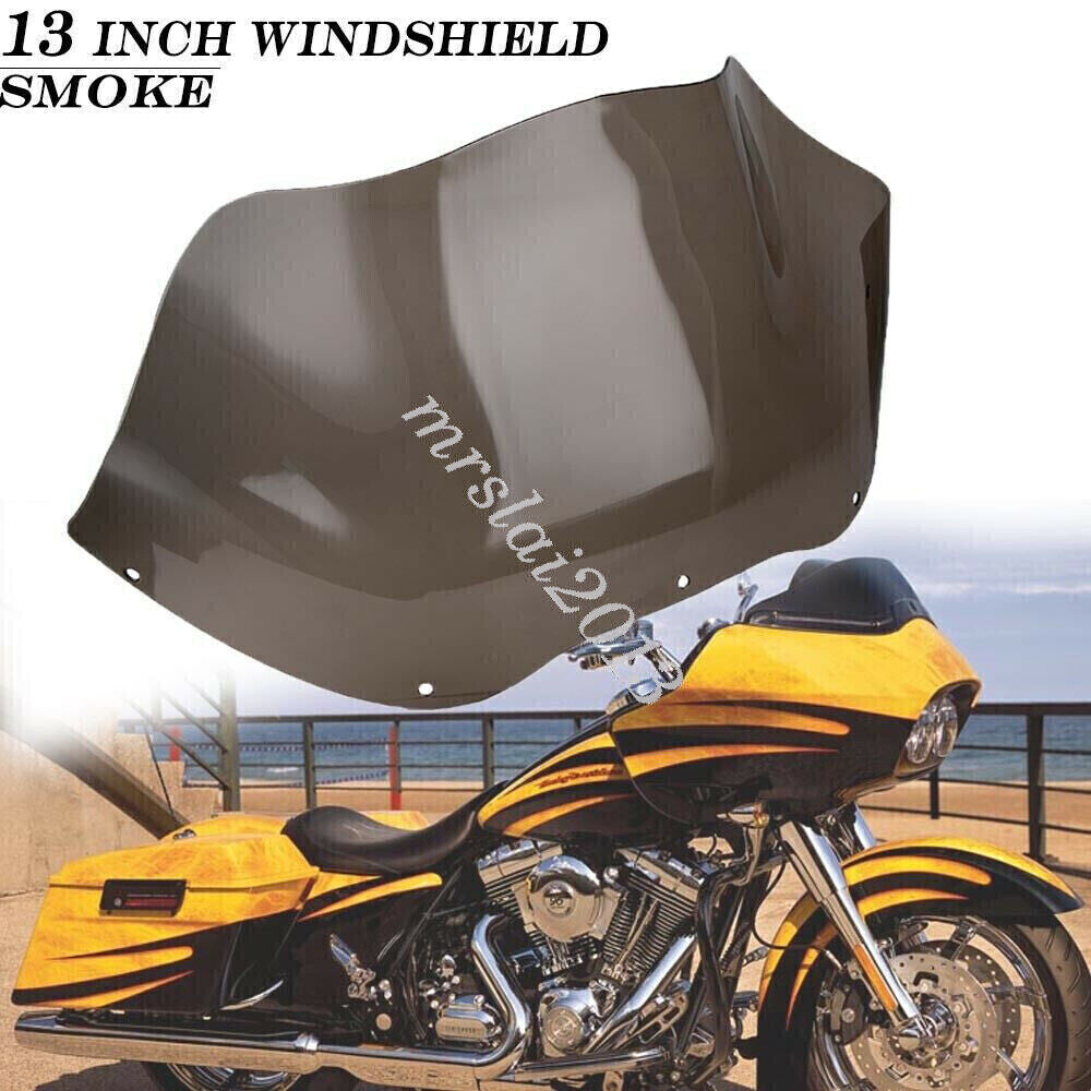 Smoke 13 Wave Windshield Windscreen for Harley Road Glide FLTR FLTRX 1998-2013 Q