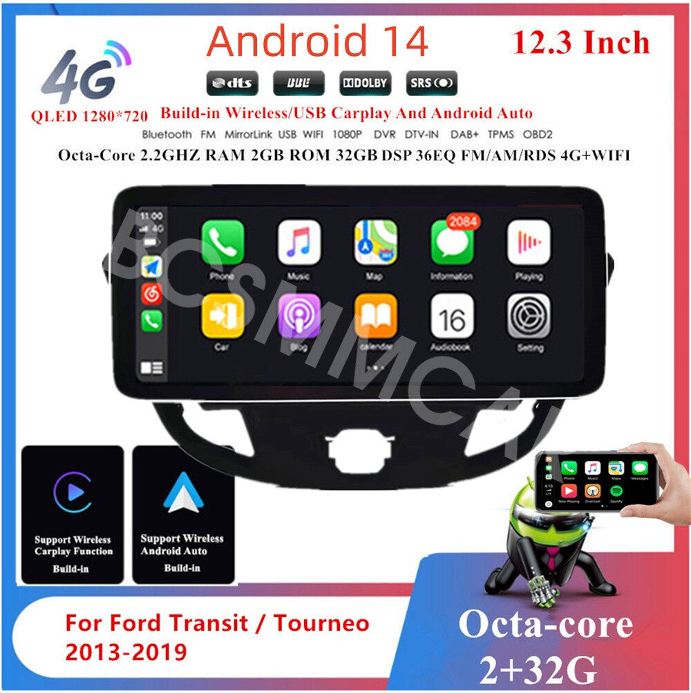 Fit for Ford Transit Custom Tourneo 2013-2019 Radio For Carplay Android Stereo