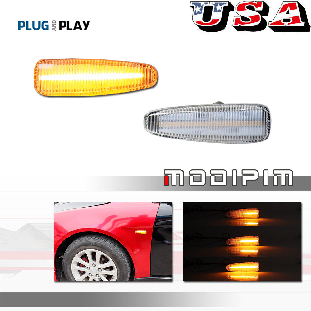 2-piece front logo signal amber LED light suitable for Lancer Evo X Mirage- v