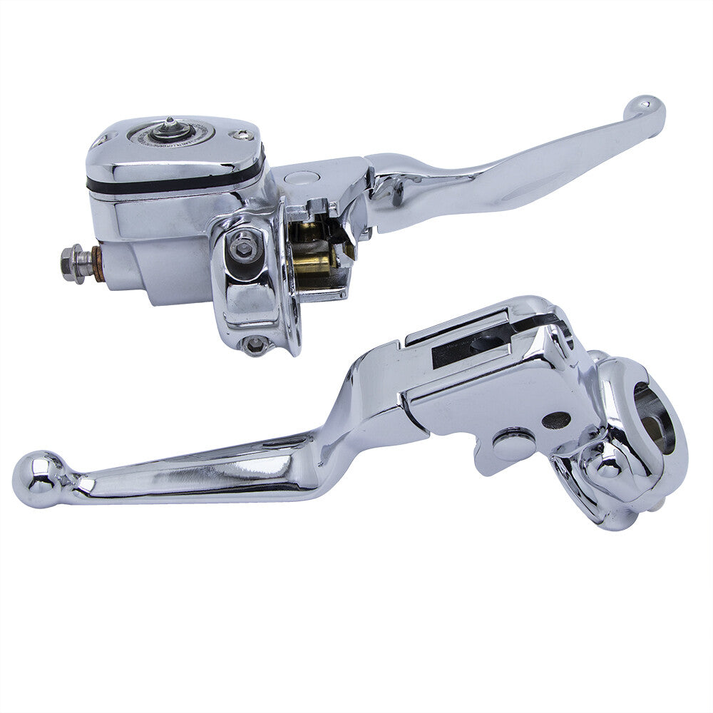 Chrome Brake Clutch Lever Pump Master Cylinder for Harley Softail Deluxe Fat Boy Q