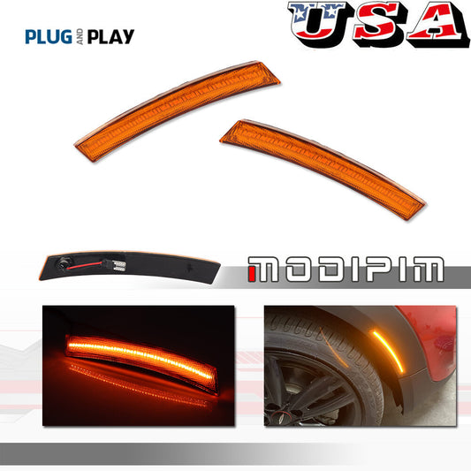 2 Pack Amber Yellow Front LED Side Marker Lights for Mini Cooper R50 R52 R53 02-08- v