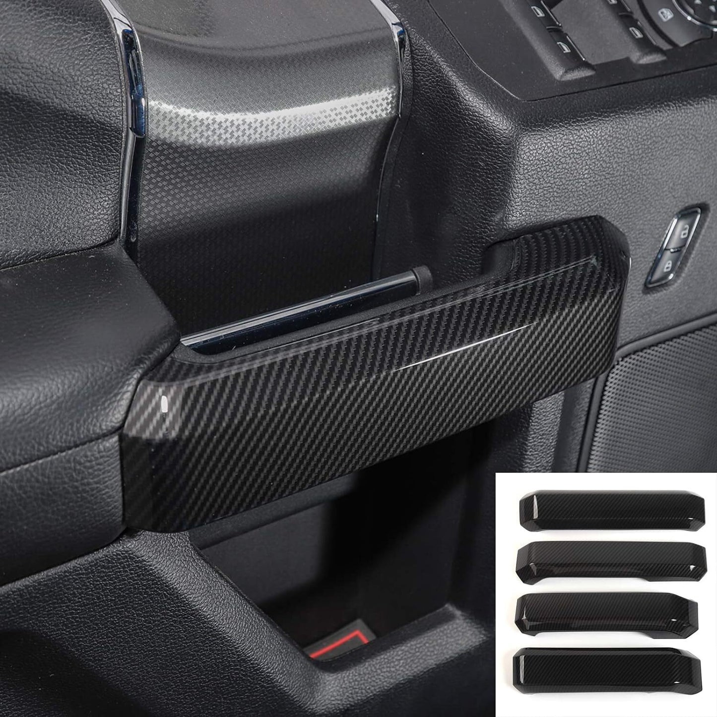 4-Piece Carbon Fiber Interior Door Handle Cover Trim Kit for F150 2015-2020 n