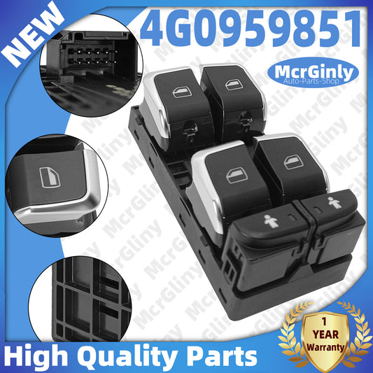 Chrome-plated main window switch 4G0959851 is suitable for Audi A6, A7, Q3, RS6, RS7, and RSQ3. n