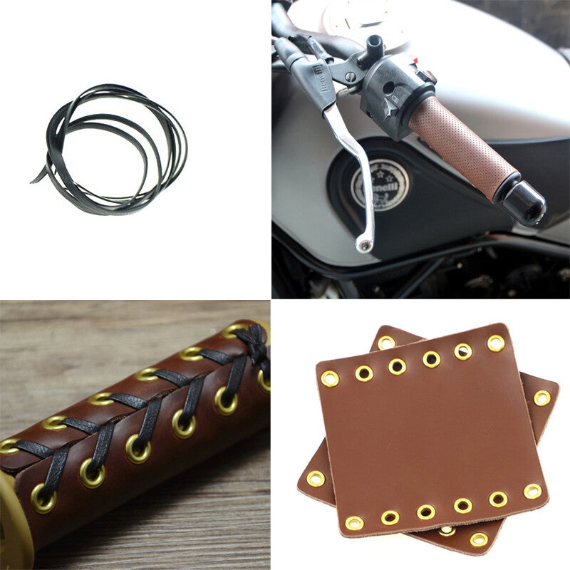 Brown motorcycle/scooter rubber handlebar and handlebar end anti-slip covers × 2- n