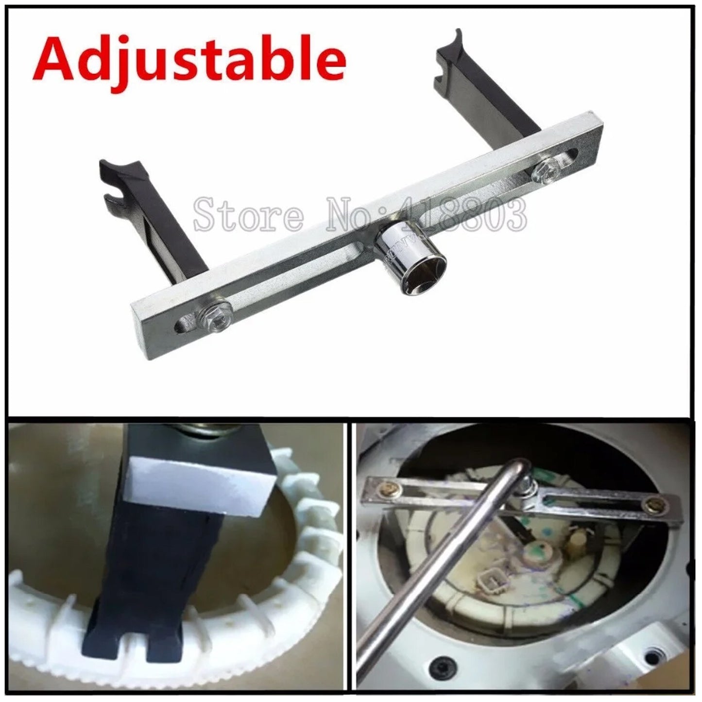 A 2-jaw wrench is suitable for removing the fuel pump cover from a car fuel tank cap lever.