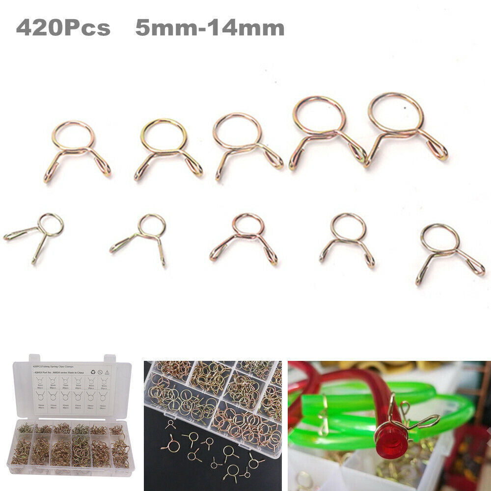 420-piece pack of 5mm-14mm fuel hose spring clips and air hose clip sorting box n