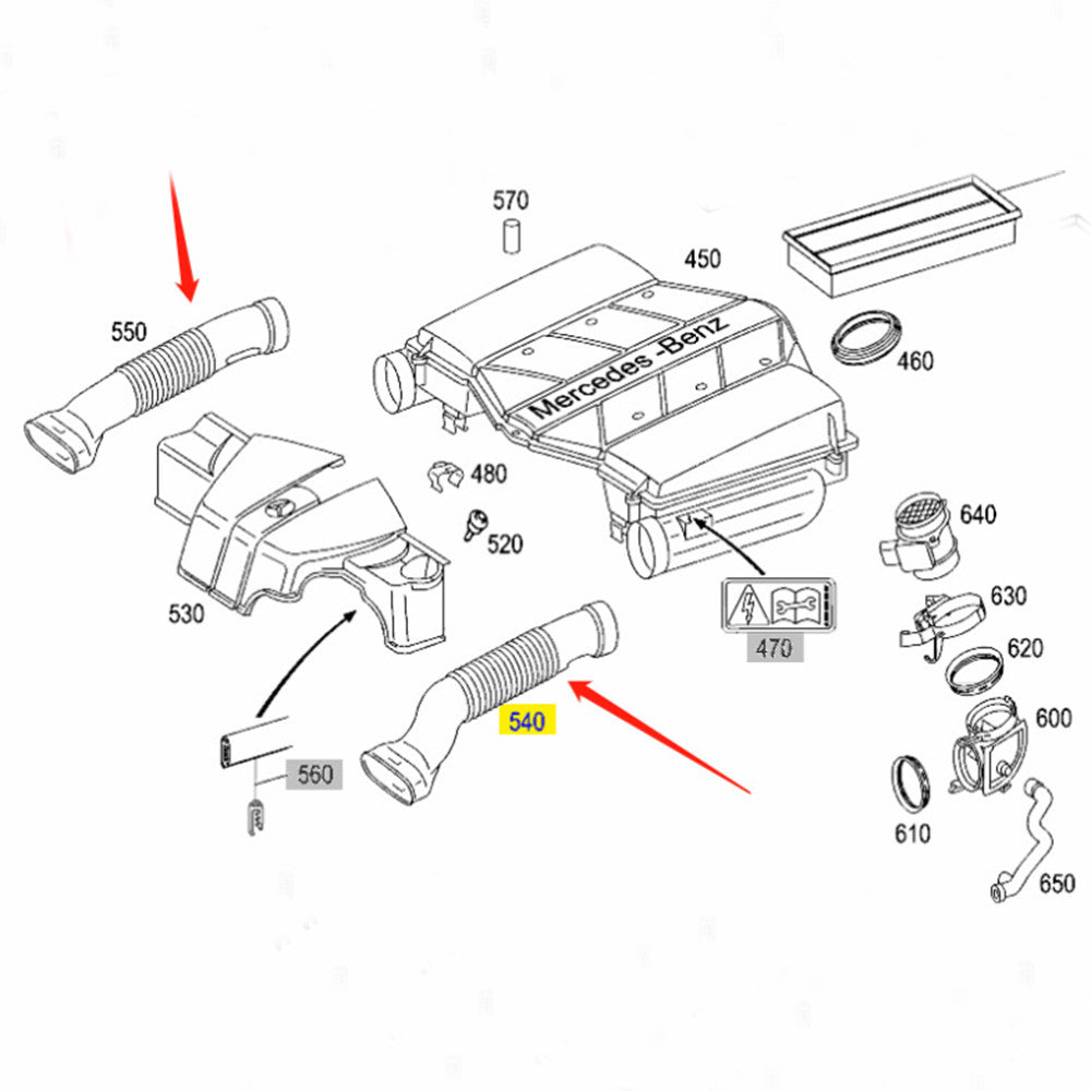 2-pack of left and right intake hoses suitable for Mercedes-Benz CLK-Class W209 C209 CLK240 M112 Q