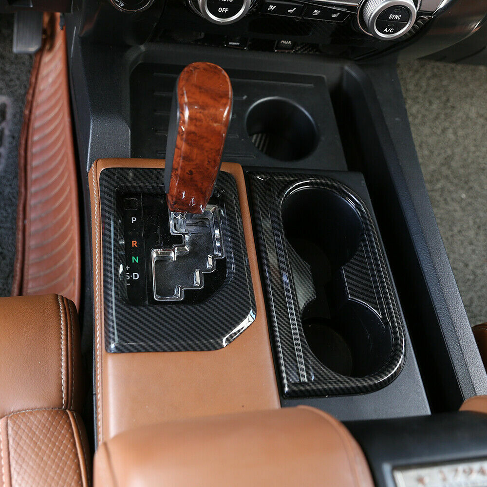 Carbon fiber gear panel and cup holder cover for Tendera 2014-2021 ABS n