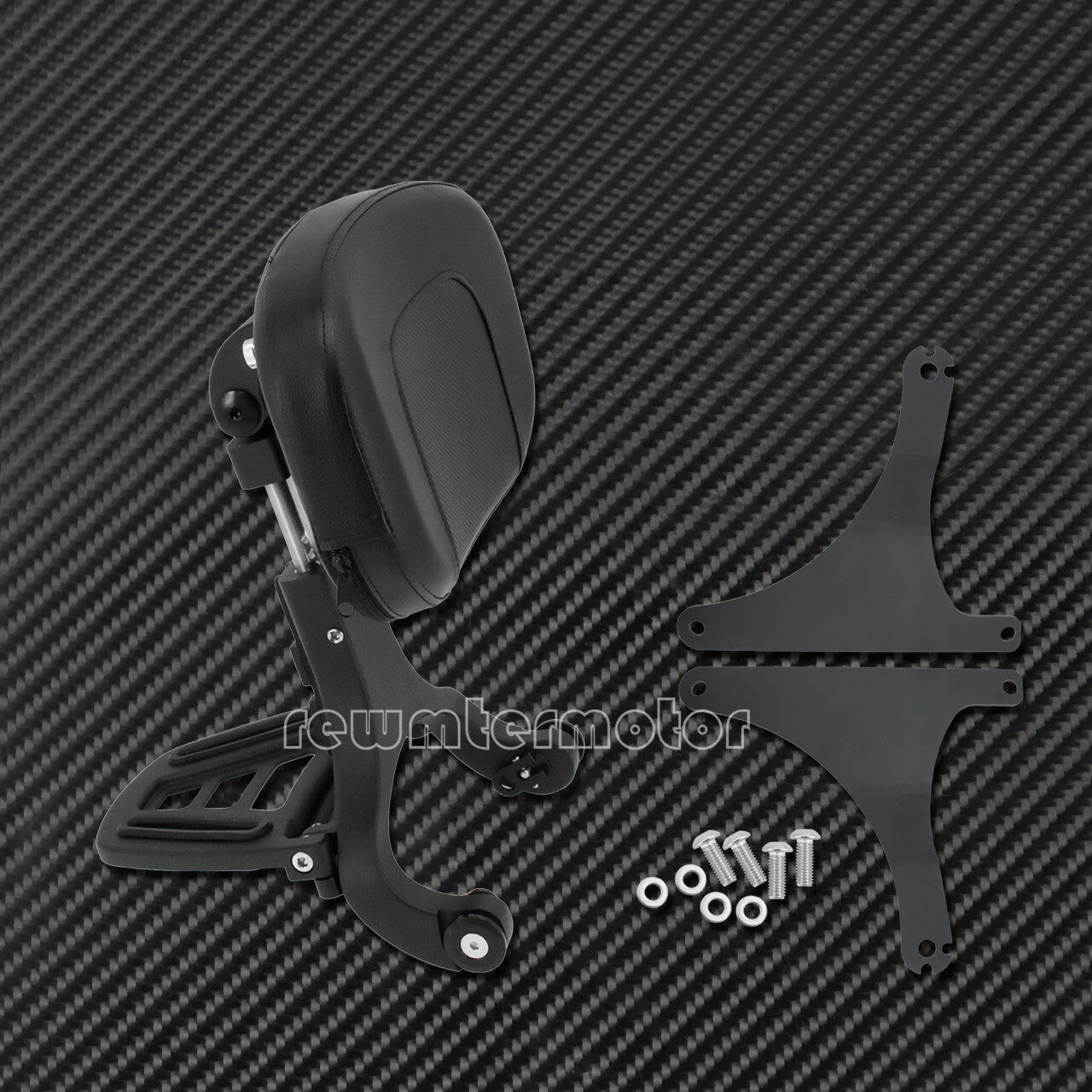 All Black djustable Driver  Passenger Backrest Fit for Harley Fat Boy 2008-2017
