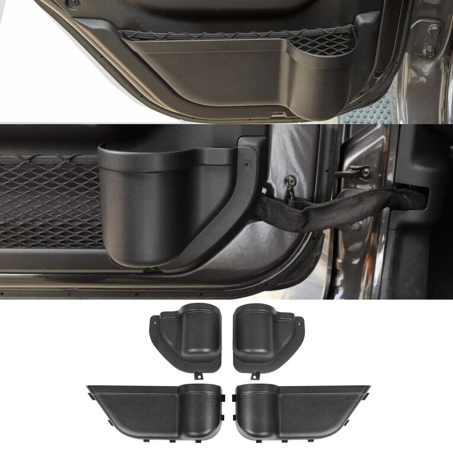 Door Storage Box Pocket Front Rear For 2018-2023 for Jeep for Wrangler JL JT 4XE 4-PACK