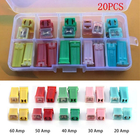 20x for Mini Square Fuse Assortment Auto Car SUV Fuses Kit W/Plastic Box Assortment n