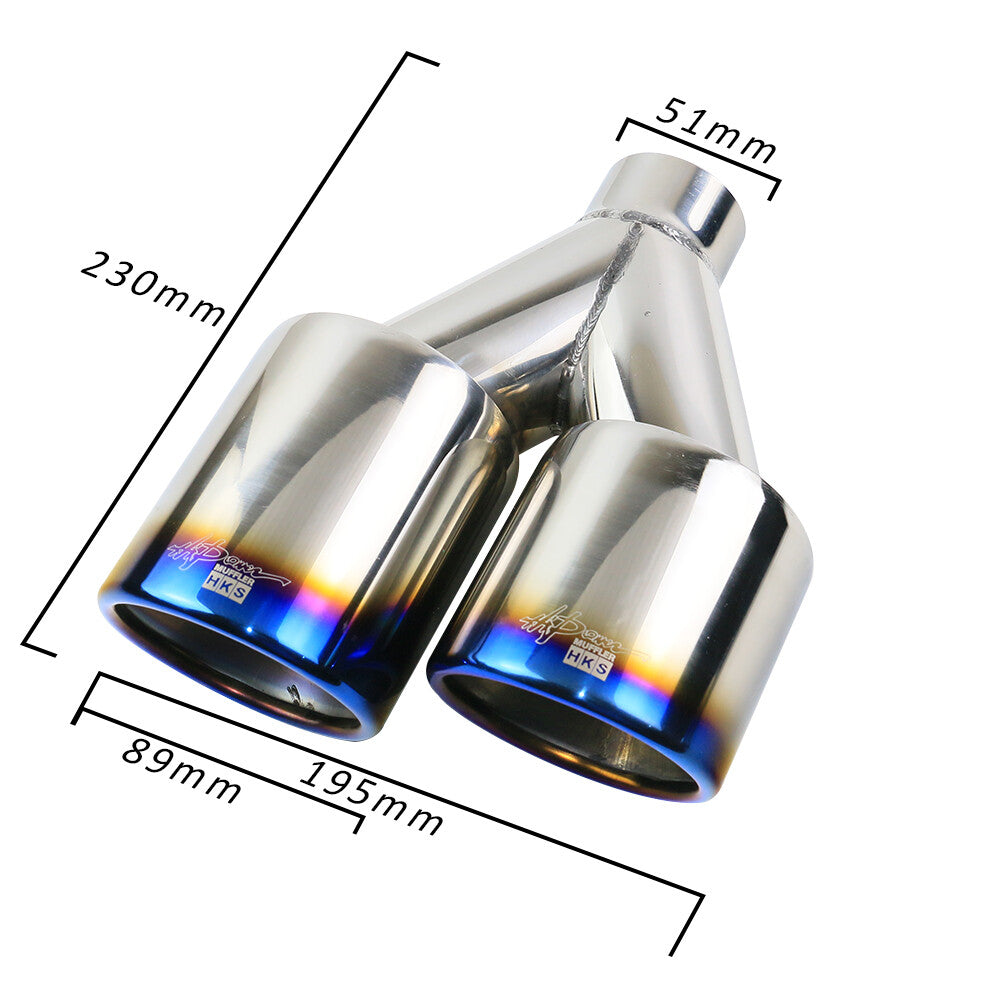 Pair Universal 2'' ID 3.5'' OD Exhaust Tips End Dual Tip Burnt Blue Tip Rolled