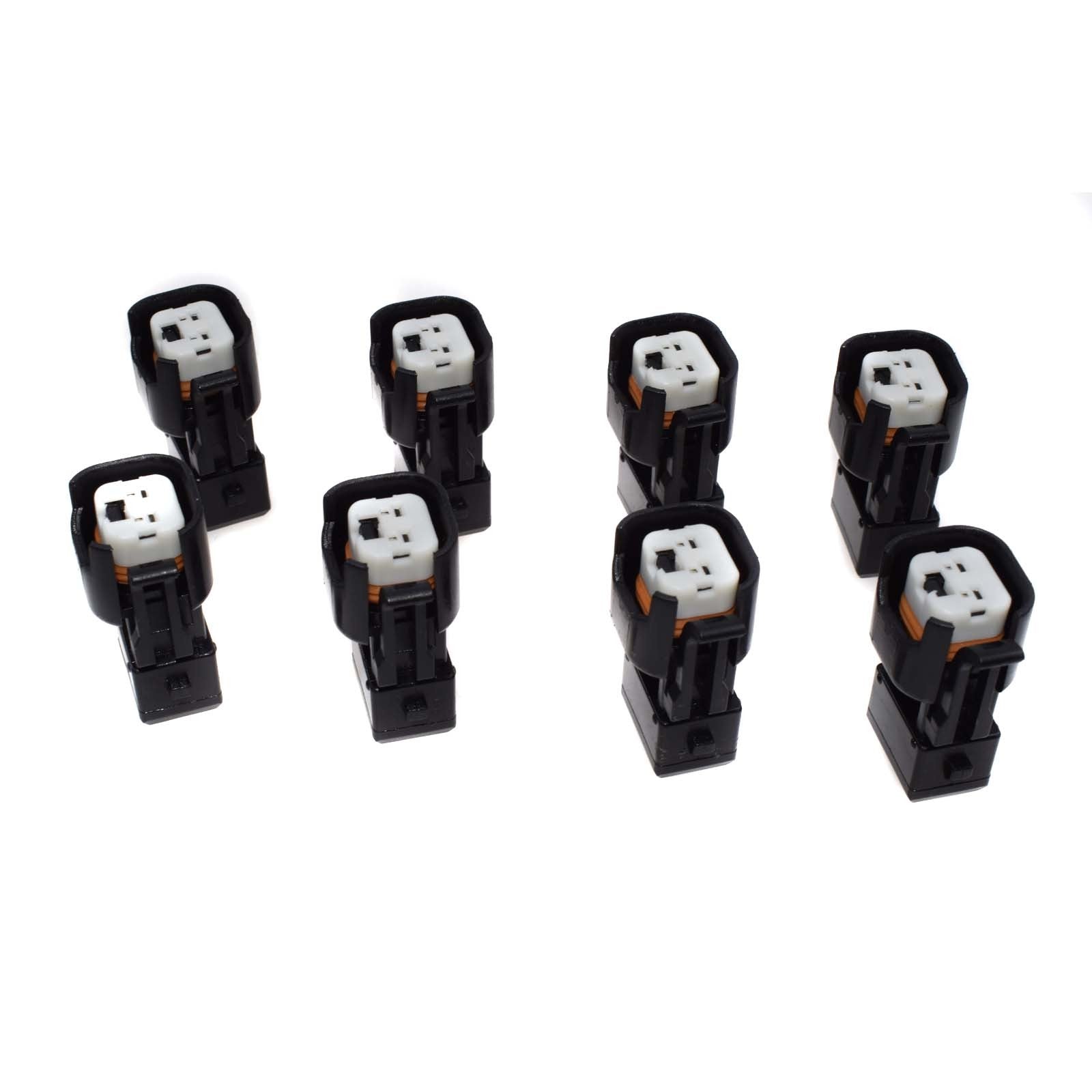8-Pack EV6 and EV14 Female to EV1 Male Fuel Injector Connector Adapter Plug - v