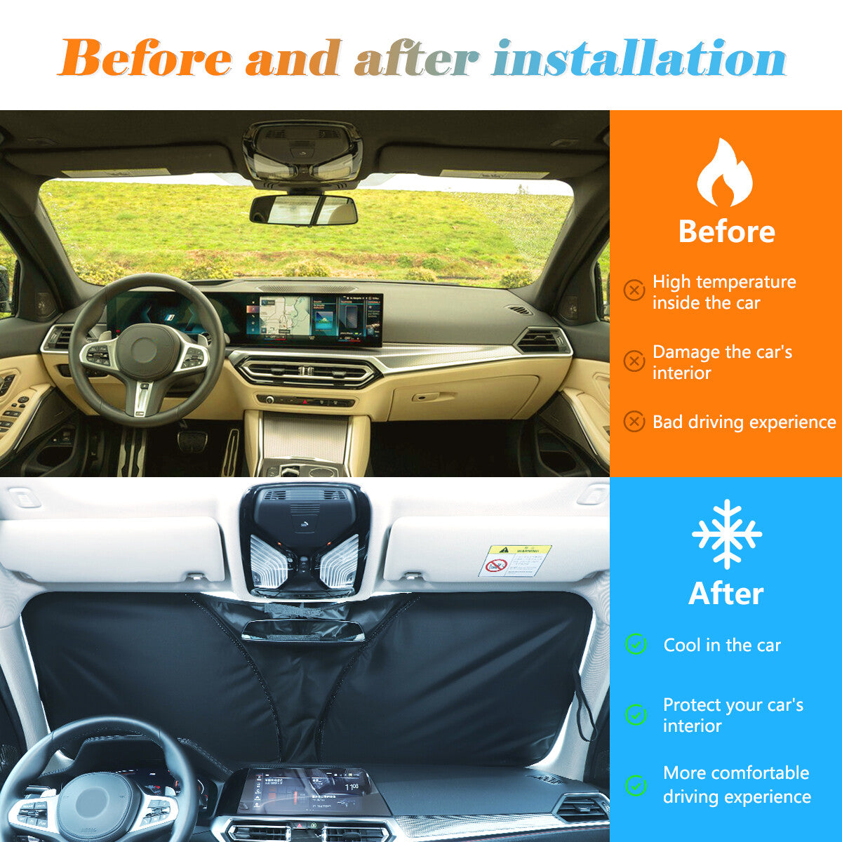 Folding front sun visor, sunshade, UV block, suitable for 5 2024- n