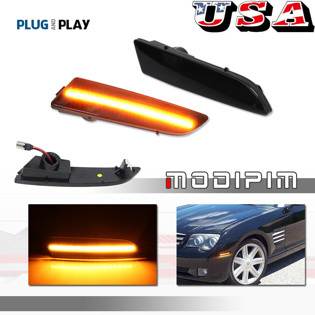Full LED Smoked Front Side Marker Lights for 2004 - 2008 for for CHRysler Crossfire - v
