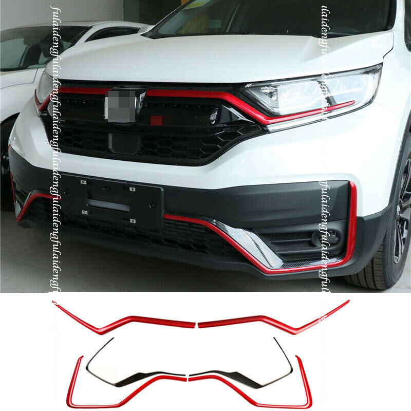for Honda CR-V 2020-2022 Red+Carbon Front Bumper Grille Lower Strip Guard Trim