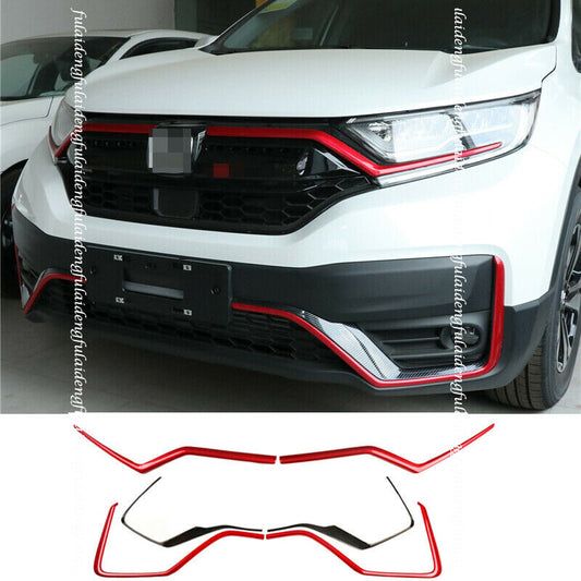 for Honda CR-V 2020-2022 Red+Carbon Front Bumper Grille Lower Strip Guard Trim