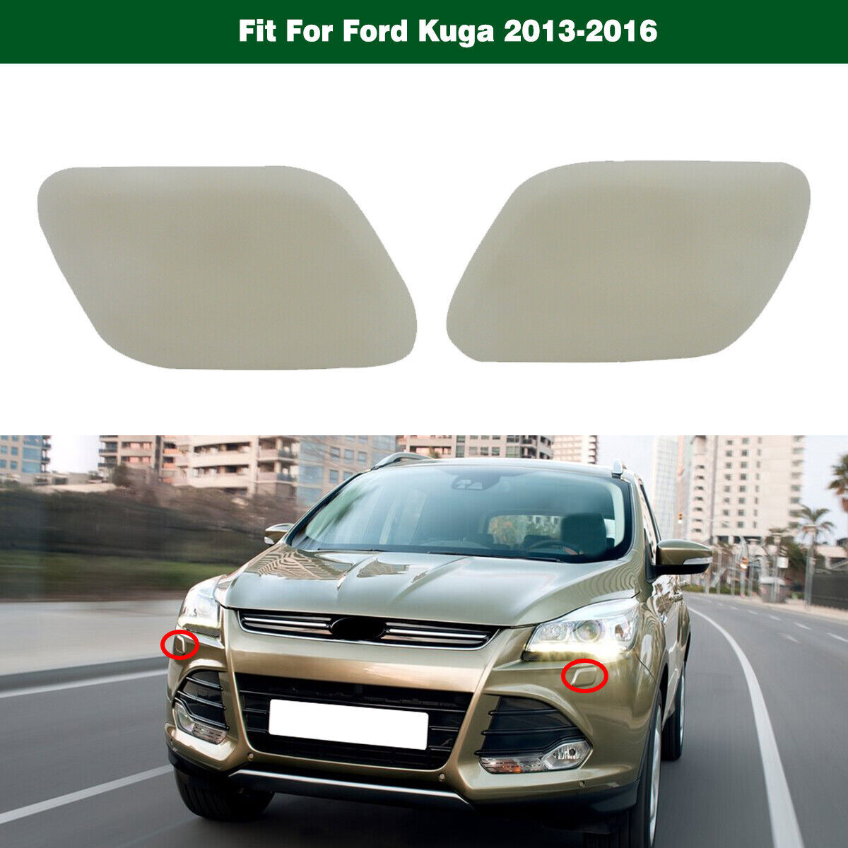 1Pair Front Bumper Headlamp Headlight Washer Cover Cap  for ford  Escape 2013-2016 Q