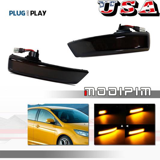 Suitable for Focus MK2 MK3 Fusion MK4 Smoke Sequence LED Side Mirror Signal Light- v
