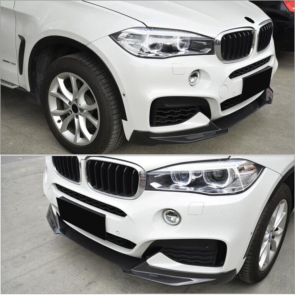 for BMW X6 F16 M Sport 15-18 Carbon Fiber Front Bumper Spoiler Lip Rear Diffuser