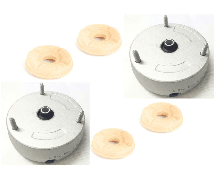 E70, E71, X5, and X6 vehicles feature two front strut shock absorber mounts and four lower support components. n