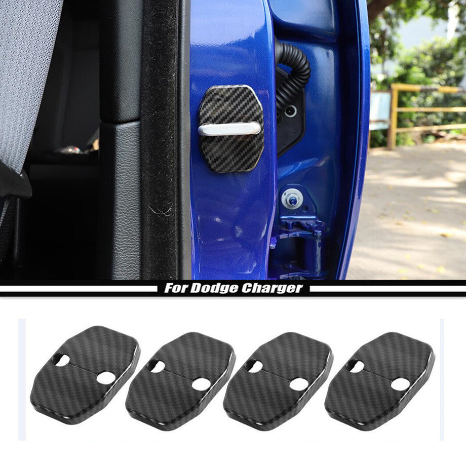 For 2010-2023 for Dodge Charger Carbon Fiber Door Lock Cover Buckle Protector Kit 4P v